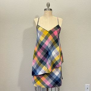 PATAGONIA Layered Madras Plaid Dappled Spaghetti Strap Sun Dress Multicolor